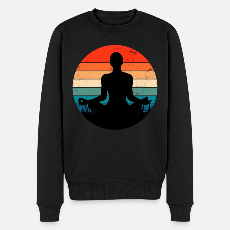 Yoga Retro Pose - Männer Premium Bio Pullover - Schwarz