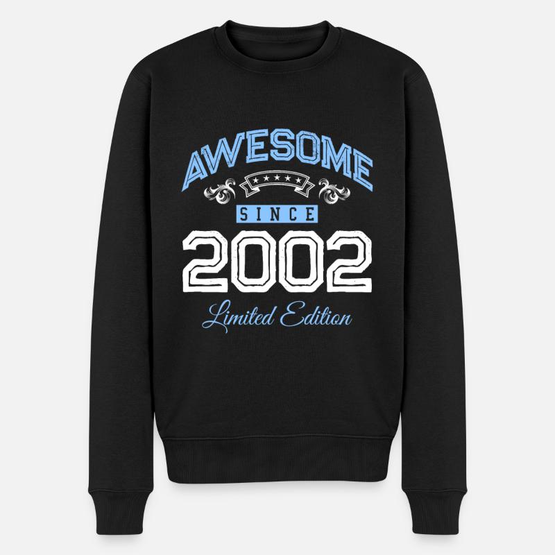 2002 awesome since - Männer Premium Bio Pullover - Schwarz