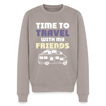 Voyagez avec des amis - Pull Premium bio Homme - taupe - Devant - Nico (187cm)