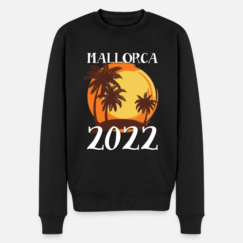 Mallorca 2022 Palmen - Männer Premium Bio Pullover - Schwarz
