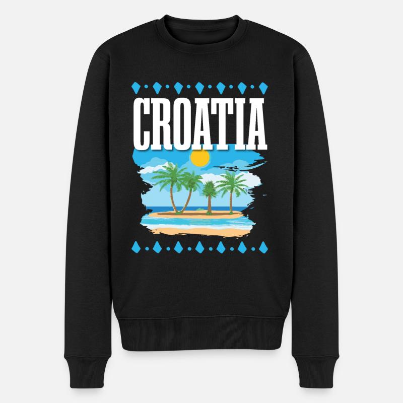 Croatia - Männer Premium Bio Pullover - Schwarz