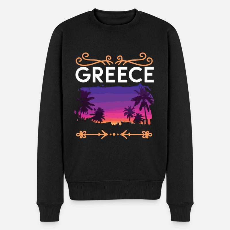 Greece - Männer Premium Bio Pullover - Schwarz