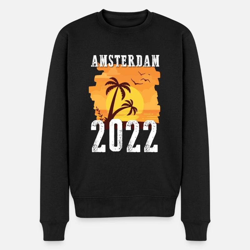 Amsterdam 2022 Palmen - Männer Premium Bio Pullover - Schwarz