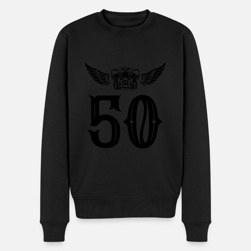 50 Zahl Krone - Männer Premium Bio Pullover - Schwarz
