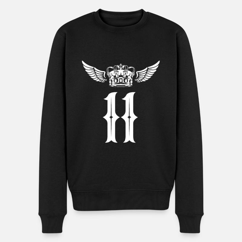 11 Zahl Krone - Männer Premium Bio Pullover - Schwarz