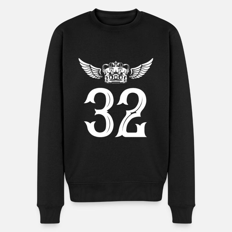 32 Zahl Krone - Männer Premium Bio Pullover - Schwarz