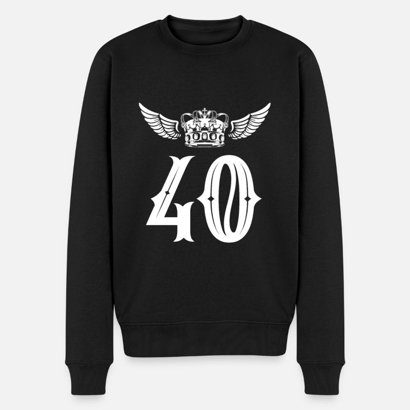 40 Zahl Krone - Männer Premium Bio Pullover - Schwarz