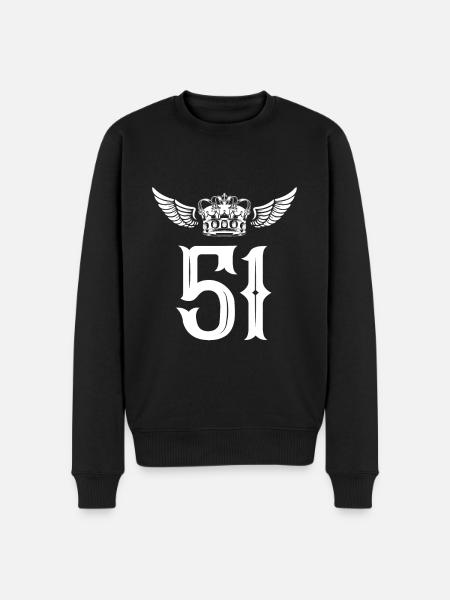 51 Zahl Krone - Männer Premium Bio Pullover - Schwarz