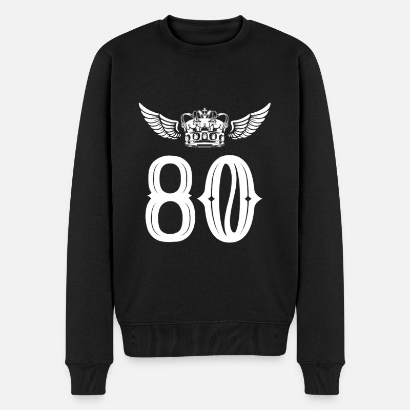 80 Zahl Krone - Männer Premium Bio Pullover - Schwarz