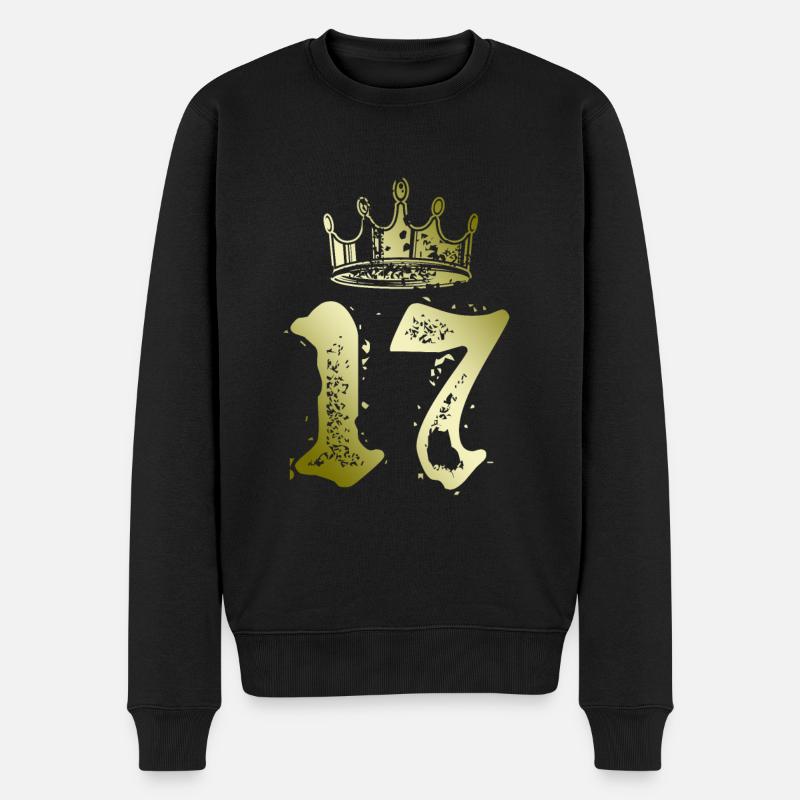 17 Zahl Krone - Männer Premium Bio Pullover - Schwarz