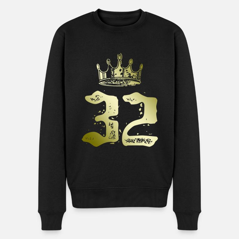 32 Couronne numérique - Pull Premium bio Homme - noir