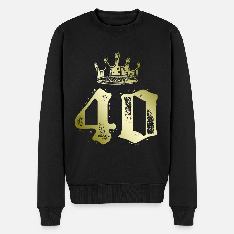 40 Zahl Krone - Männer Premium Bio Pullover - Schwarz