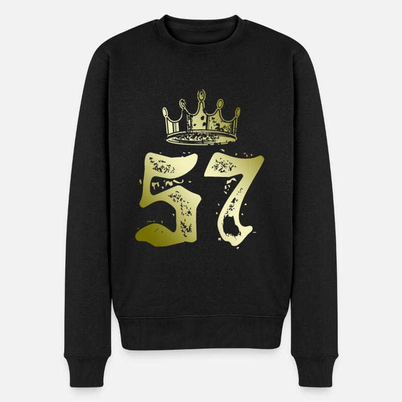 57 Couronne de numéro - Pull Premium bio Homme - noir