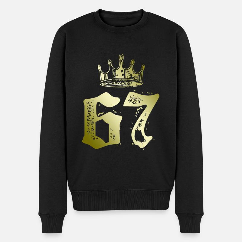 67 Zahl Krone - Männer Premium Bio Pullover - Schwarz
