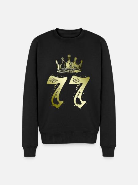 77 Zahl Krone - Männer Premium Bio Pullover - Schwarz