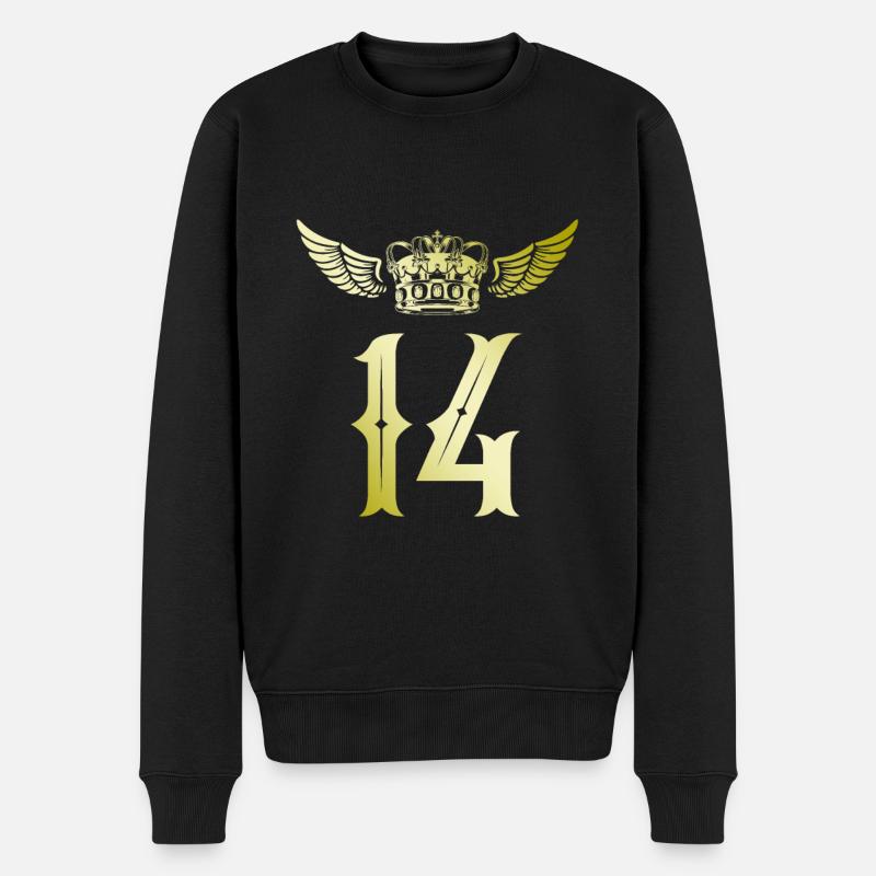 14 Couronne de numéros - Pull Premium bio Homme - noir