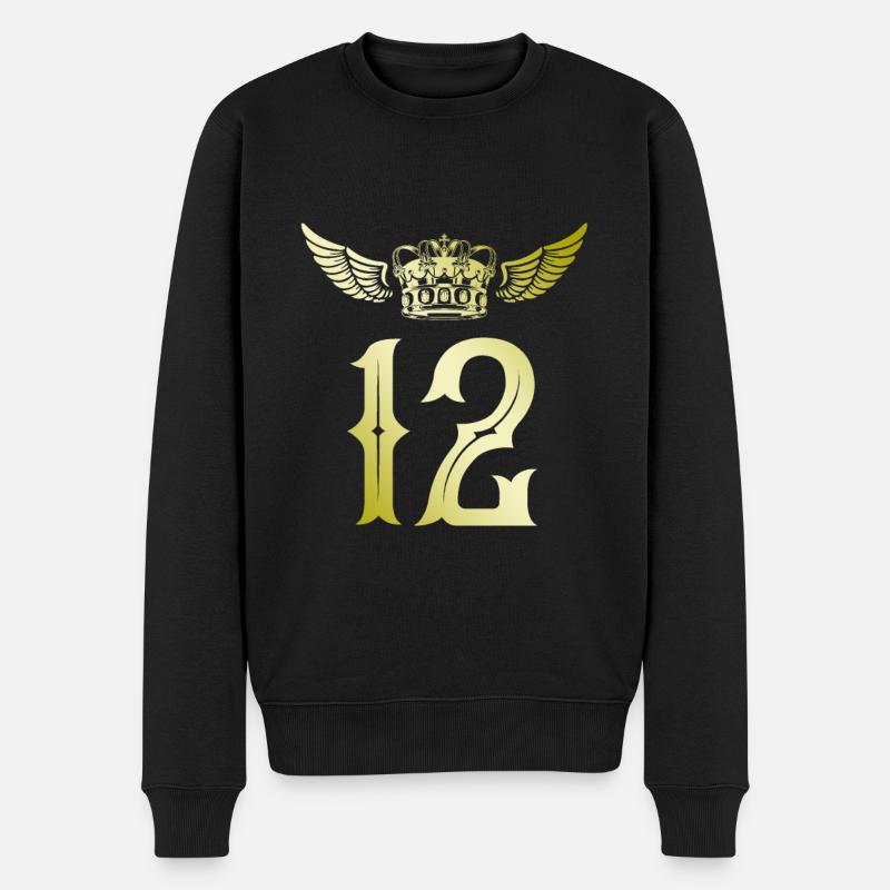 12 Couronne numérique - Pull Premium bio Homme - noir