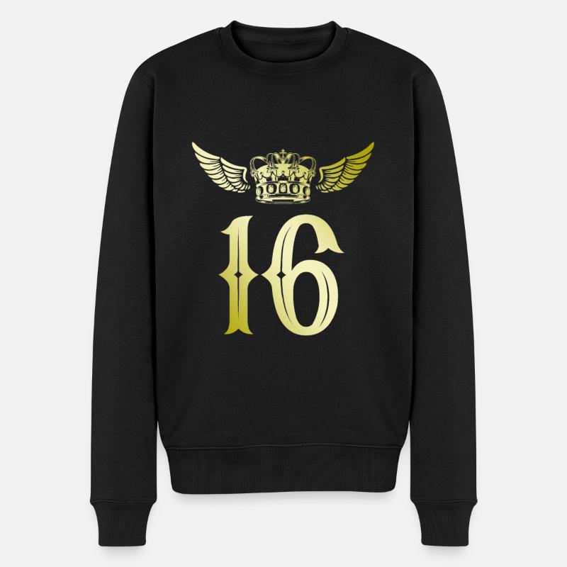 16 Couronne numérique - Pull Premium bio Homme - noir