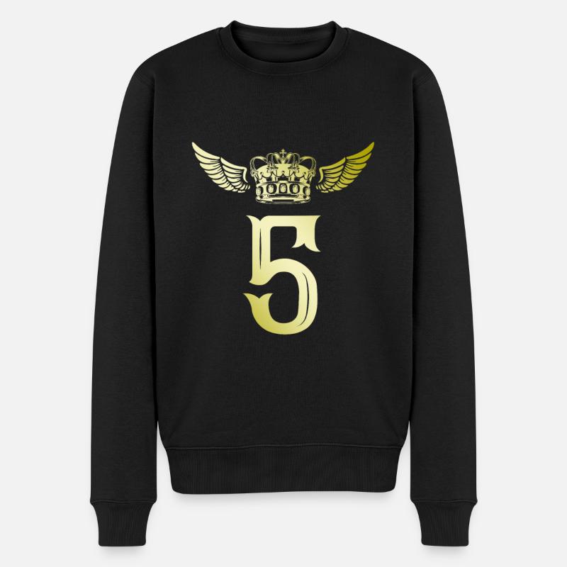 5 Couronne numérique - Pull Premium bio Homme - noir