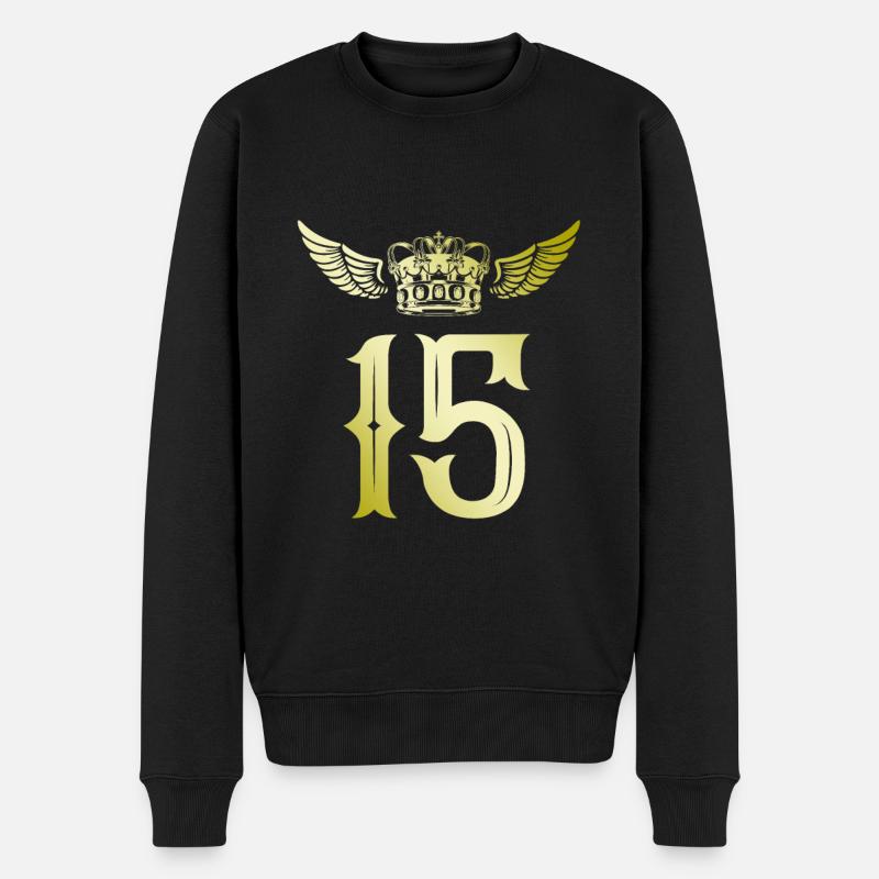 15 Couronne numérique - Pull Premium bio Homme - noir