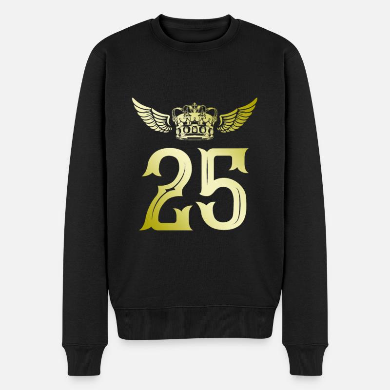 25 Zahl Krone - Männer Premium Bio Pullover - Schwarz
