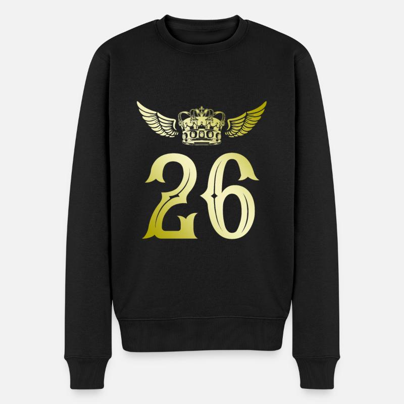 26 Zahl Krone - Männer Premium Bio Pullover - Schwarz
