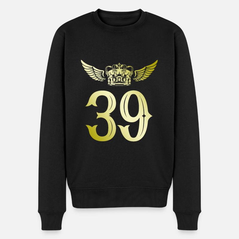 39 Zahl Krone - Männer Premium Bio Pullover - Schwarz