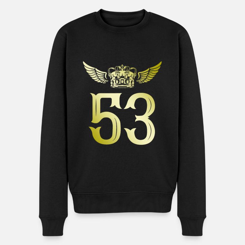 53 Zahl Krone - Männer Premium Bio Pullover - Schwarz