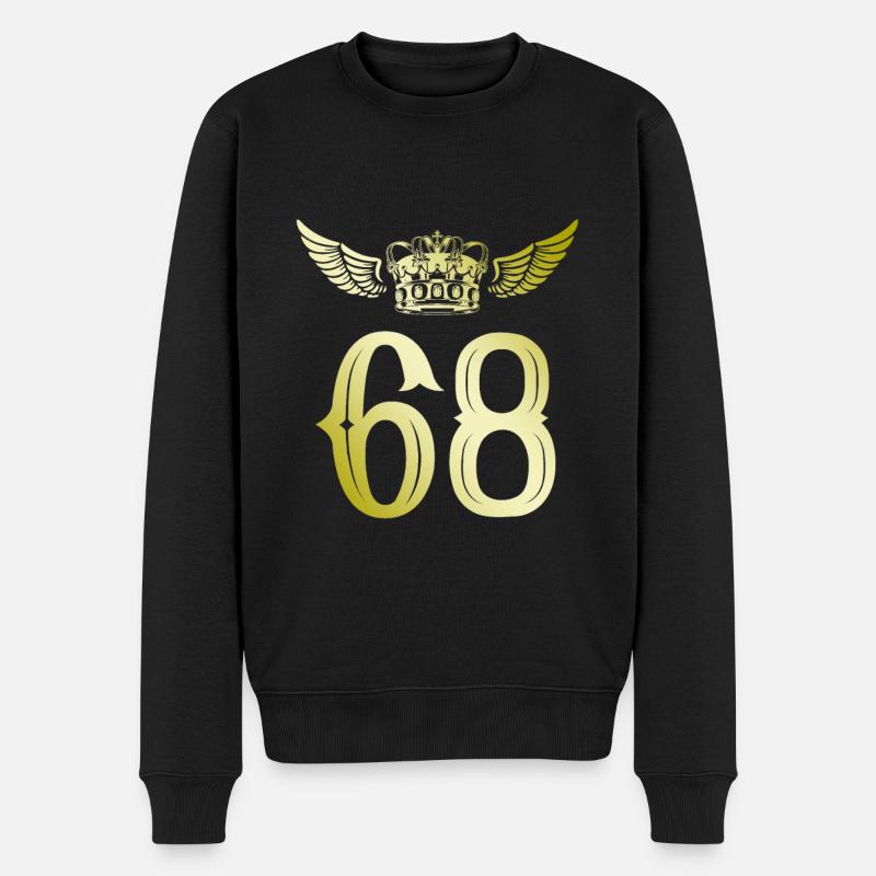 68 Zahl Krone - Männer Premium Bio Pullover - Schwarz