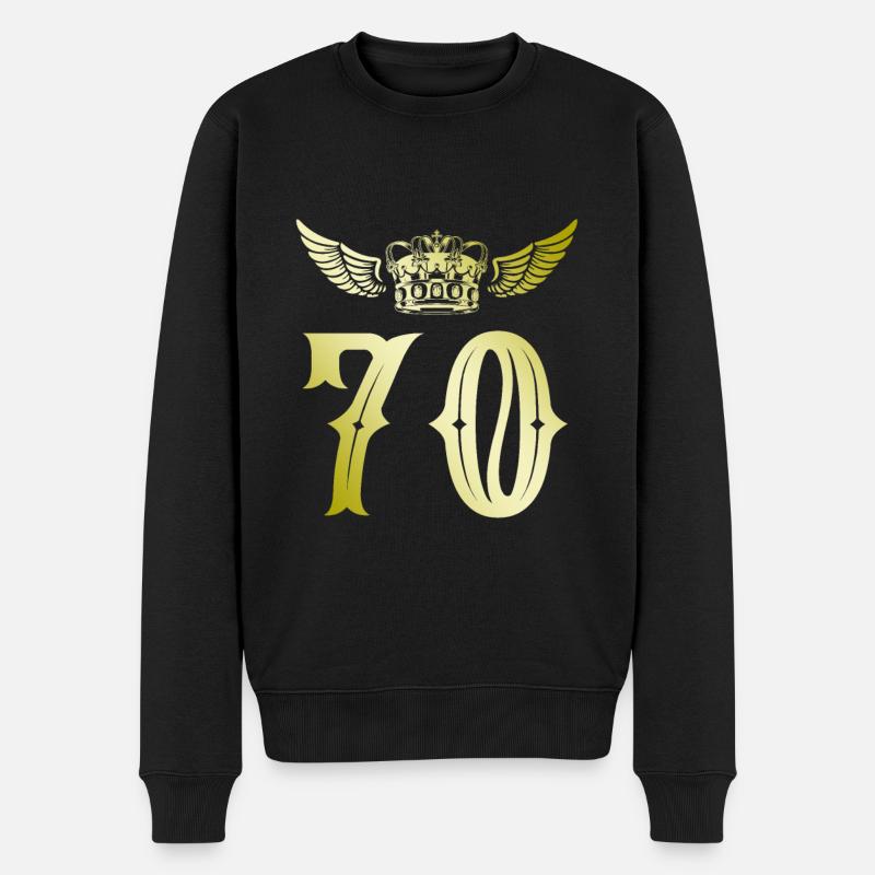 70 Zahl Krone - Männer Premium Bio Pullover - Schwarz