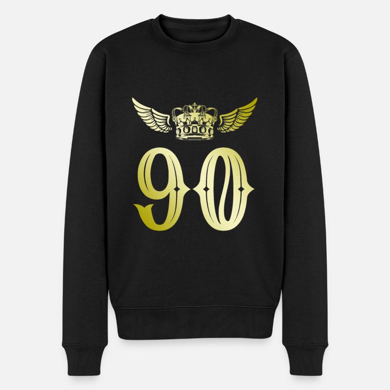 90 Zahl Krone - Männer Premium Bio Pullover - Schwarz