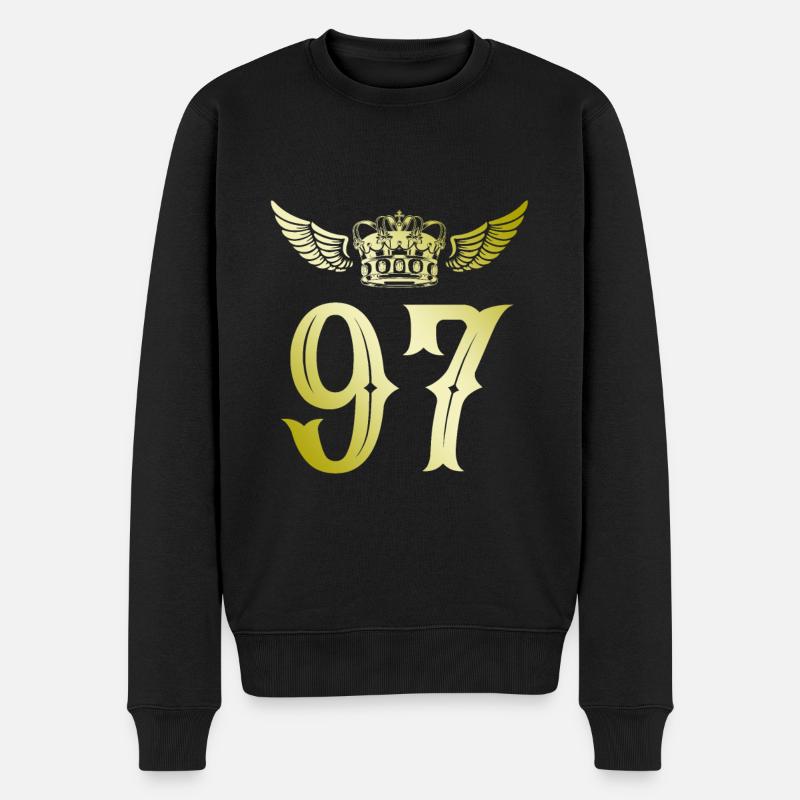 97 Couronne numérique - Pull Premium bio Homme - noir