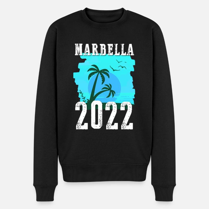 Marbella 2022 Palmiers - Pull Premium bio Homme - noir