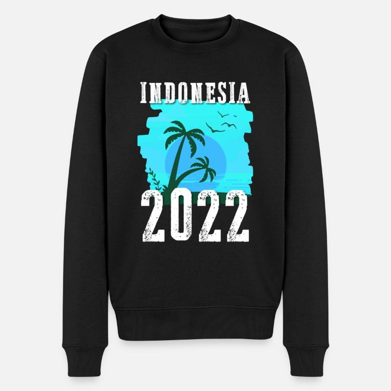 Indonésie 2022 Palmiers - Pull Premium bio Homme - noir