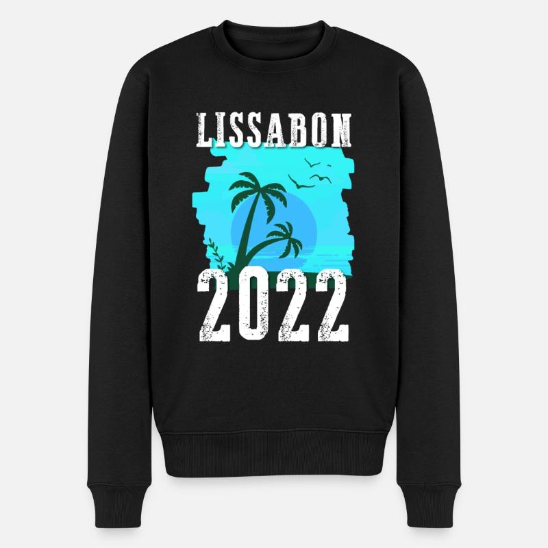 Lissabon 2022 Palmen - Männer Premium Bio Pullover - Schwarz