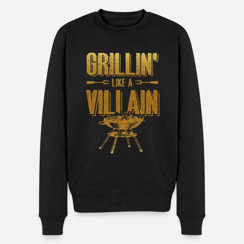 grillen lustiger spruch - Männer Premium Bio Pullover - Schwarz