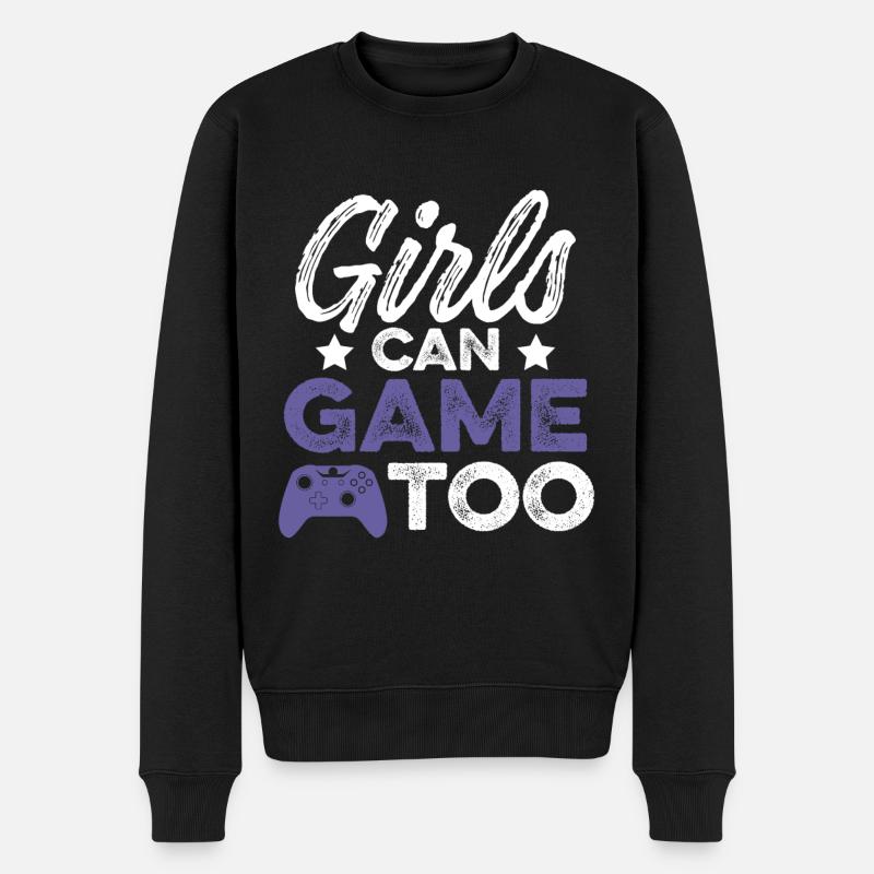mädchen gamer girl - Männer Premium Bio Pullover - Schwarz