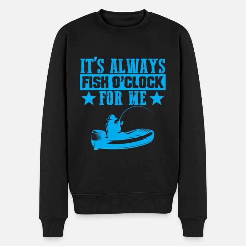 fish o clock fischen - Männer Premium Bio Pullover - Schwarz