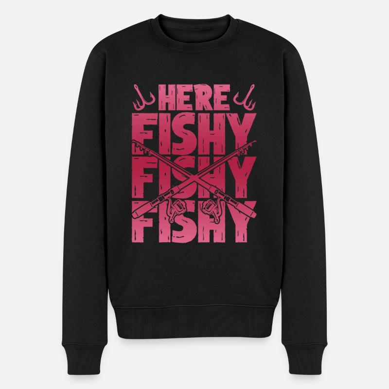 fishy fischen spruch - Männer Premium Bio Pullover - Schwarz