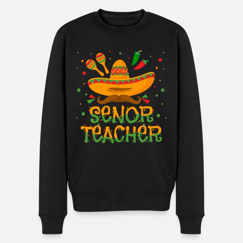 Senor Lehrer - Männer Premium Bio Pullover - Schwarz