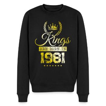 kings are born 1981 - Men's Premium Organic Jumper - black - Front - Nico (187cm)