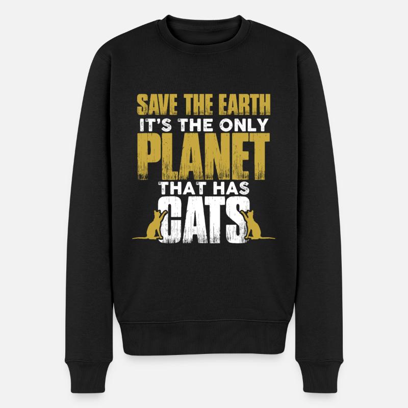 planet schutz katzen - Männer Premium Bio Pullover - Schwarz