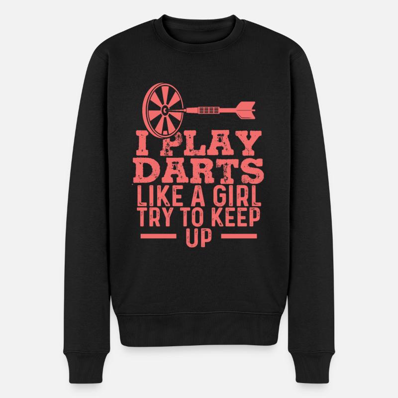 darts spruch lustig - Männer Premium Bio Pullover - Schwarz
