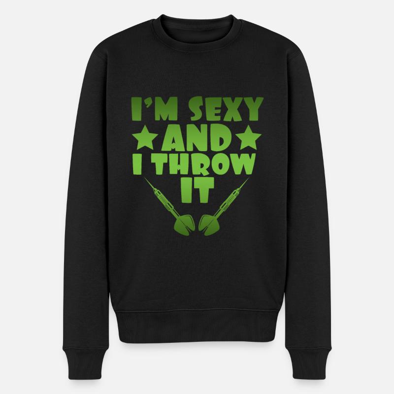 sexy dart spieler - Männer Premium Bio Pullover - Schwarz