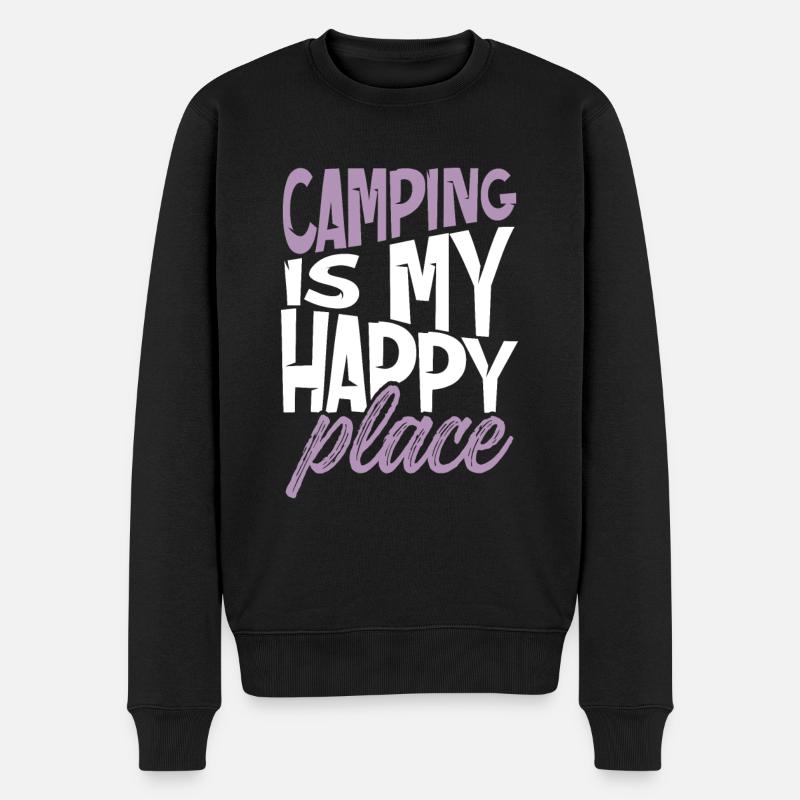 camping happy place - Männer Premium Bio Pullover - Schwarz