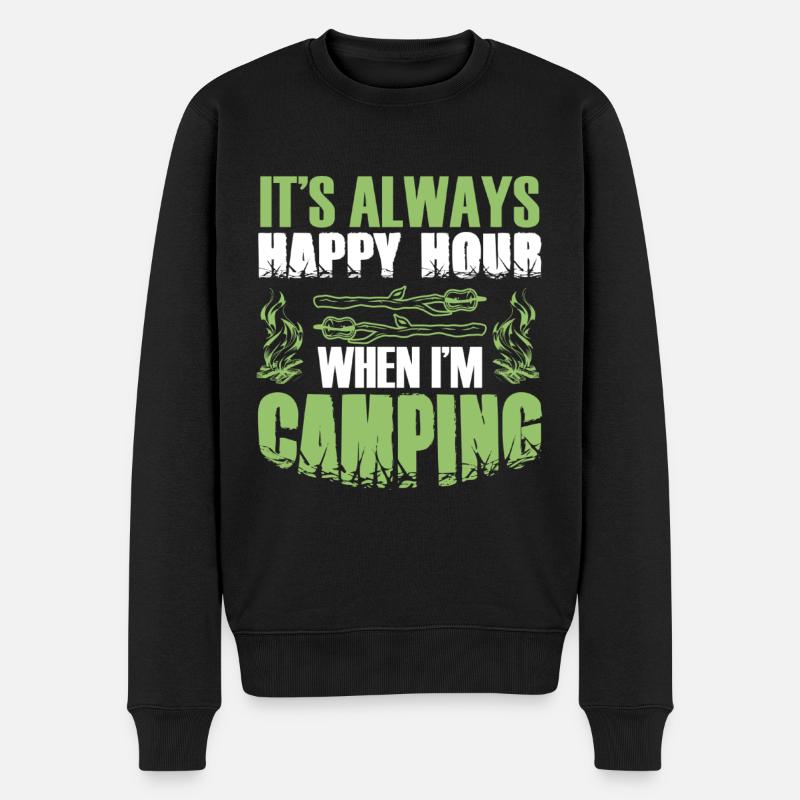 happy hour camping - Männer Premium Bio Pullover - Schwarz