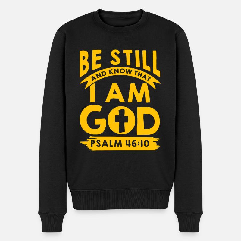 ich bin dein gott psalm - Männer Premium Bio Pullover - Schwarz