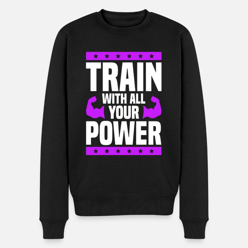 training fitness power - Männer Premium Bio Pullover - Schwarz