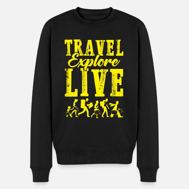 travel spruch reise - Männer Premium Bio Pullover - Schwarz