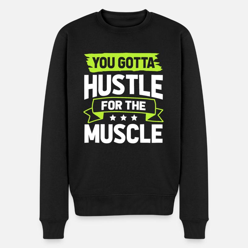 muskeln hustle - Männer Premium Bio Pullover - Schwarz